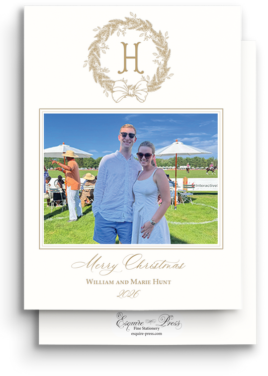 Wondrous Wreath Letterpress Holiday Card - Portrait