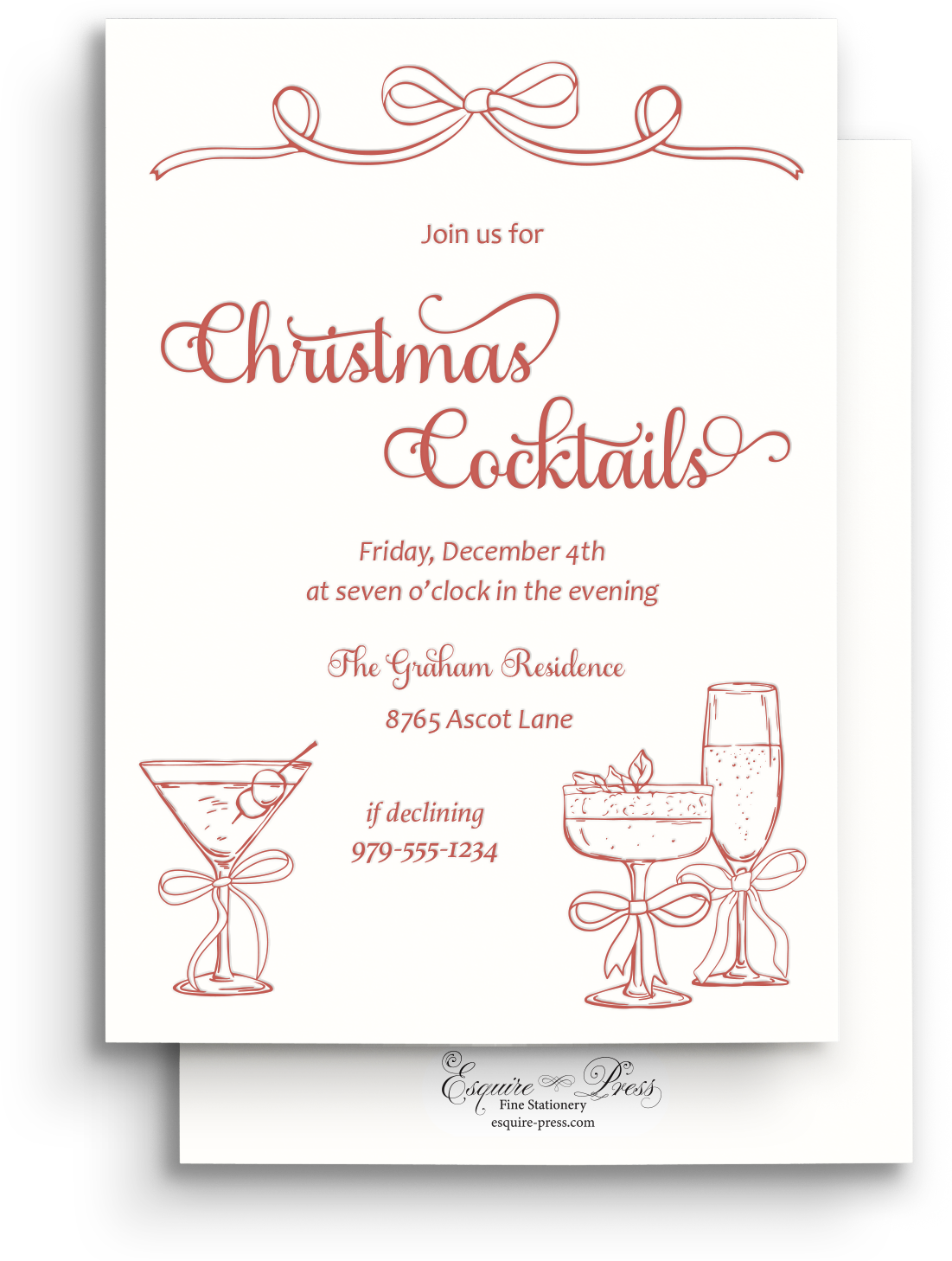 Wrapped in Joy Letterpress Holiday Invitation