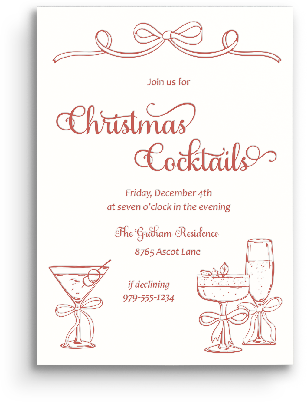 Wrapped in Joy Letterpress Holiday Invitation